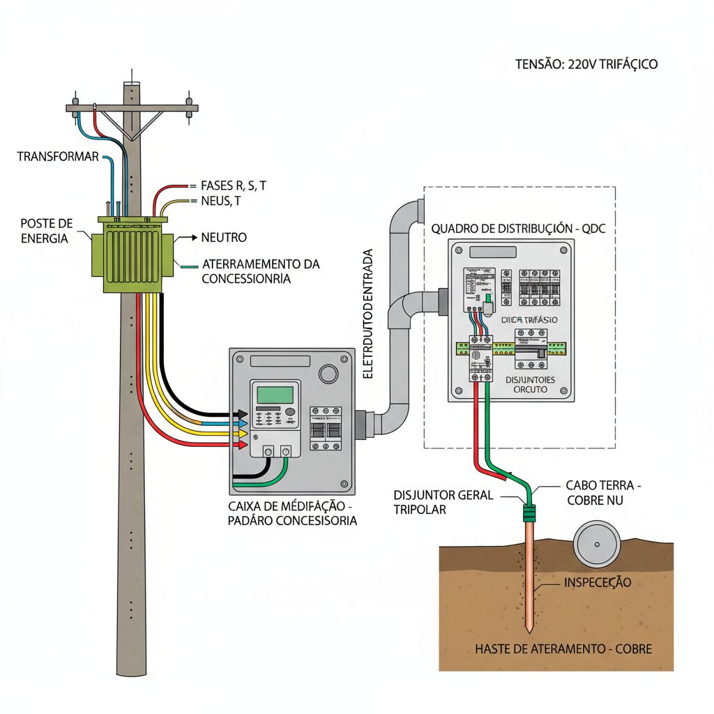 Guia Completo: Como Realizar a Instalação do Padrão de Entrada Trifásico 220V