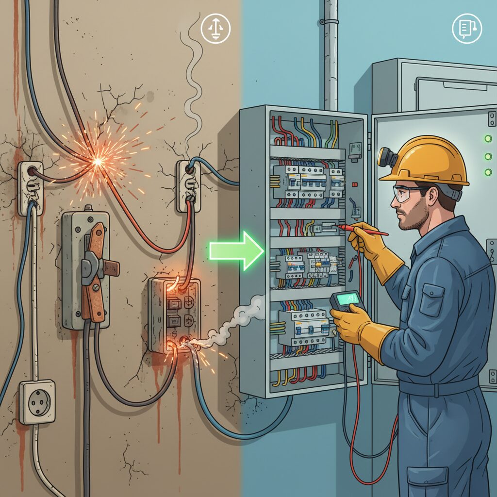Os Perigos Ocultos da Instalação Elétrica Antiga: Por Que a Revisão é Crucial