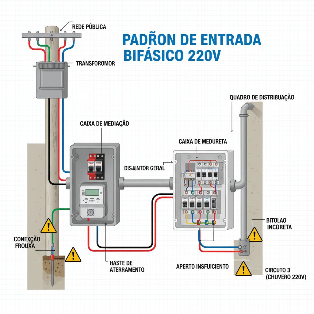 Fuja dos Problemas: Erros Comuns na Instalação de Padrão de Entrada Bifásico 220V e Como Evitá-los